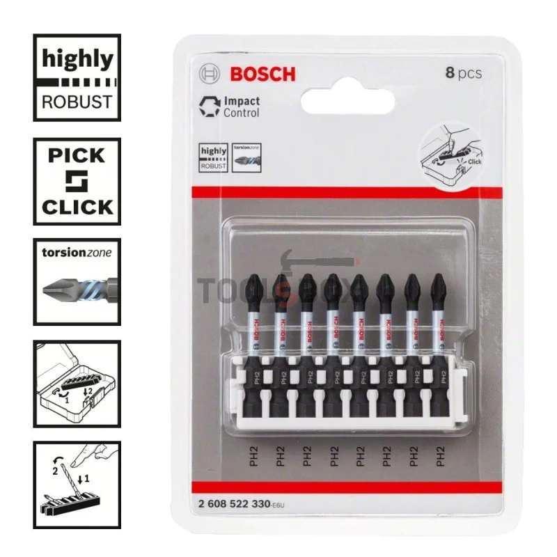 Bosch 2608522330 Impact Power bit set 50mm, 8 pieces