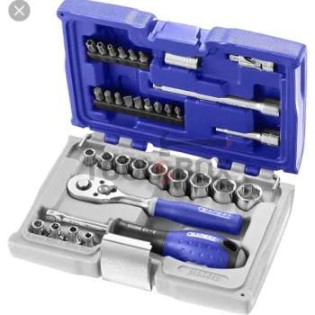 Комплект гедоре вложки с накрайници и тресчотка Expert E194672 1/4", 34 бр