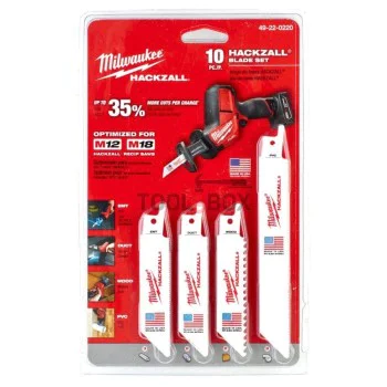 Комплект ножове за саблен трион за метал Milwaukee 49220220, 10 части
