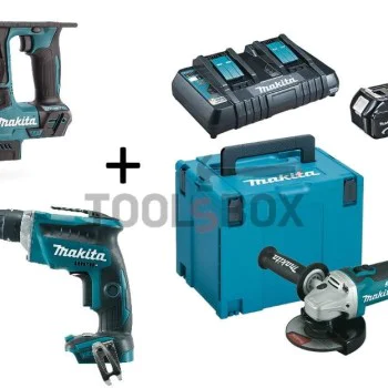 Комплект Перфоратор, Винтоверт, Ъглошлайф Makita DHR171Z, DFS452Z, DGA504Z