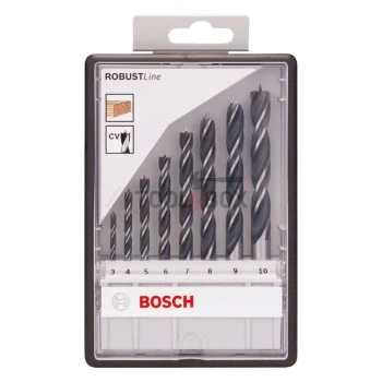Комплект спирални свредла за дърво BOSCH Robust Line, 3-10 мм, 8 части
