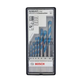 Свредла с твърдосплавни пластини CYL-9 Multi Construction Bosch, с цилиндрична опашка универсални ф 4.00- 12.00 мм, 7 бр комплект
