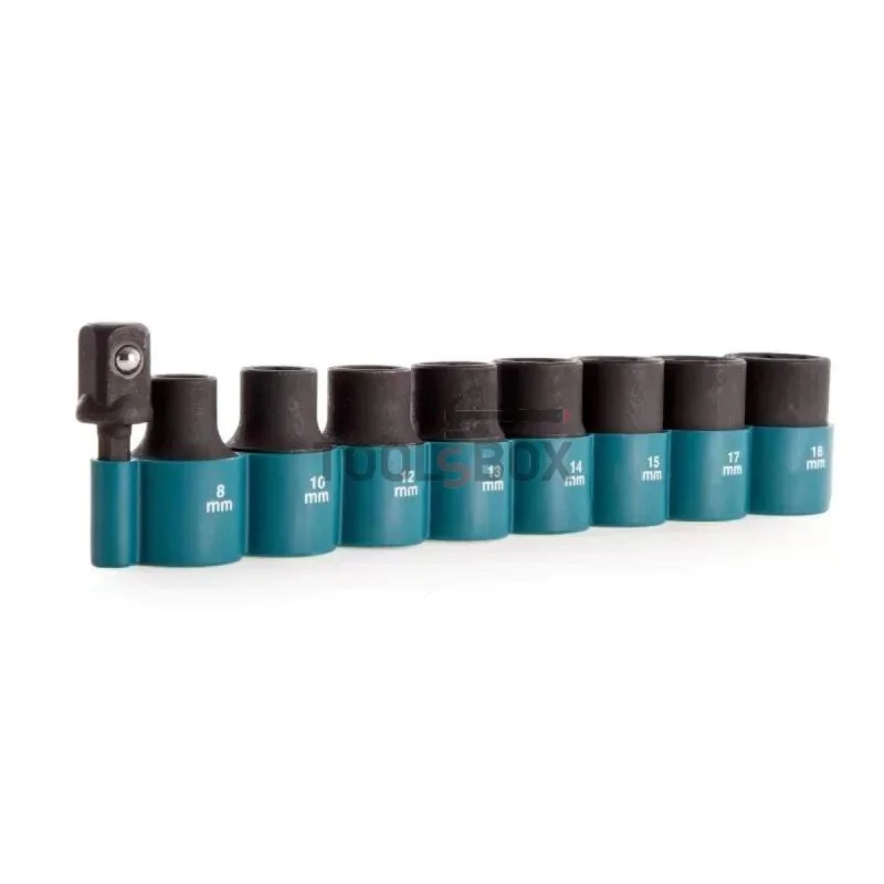 Impact socket set with adapter Makita B-54645, 8-18mm, 9 pieces