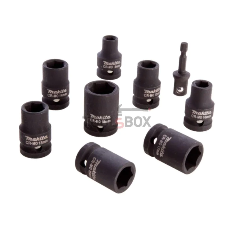 Impact socket set with adapter Makita B-54645, 8-18mm, 9 pieces