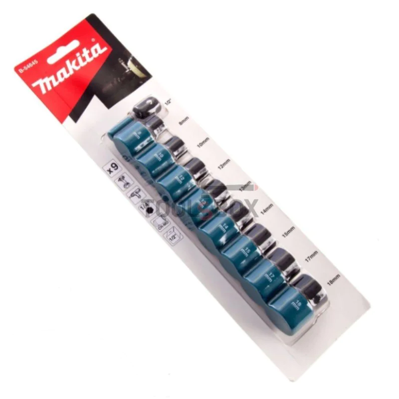 Impact socket set with adapter Makita B-54645, 8-18mm, 9 pieces