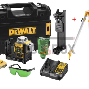 Лазерен нивелир DeWALT DCE089D1G , 360° 3 зелени лъча + Тринога DeWalt DE0736, 5/8", 1.73 м