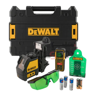 Лазерен нивелир DeWALT DW0889CG с 2 зелени лъча 20 м, 0.3 мм/м + Лазерна ролетка DW099E