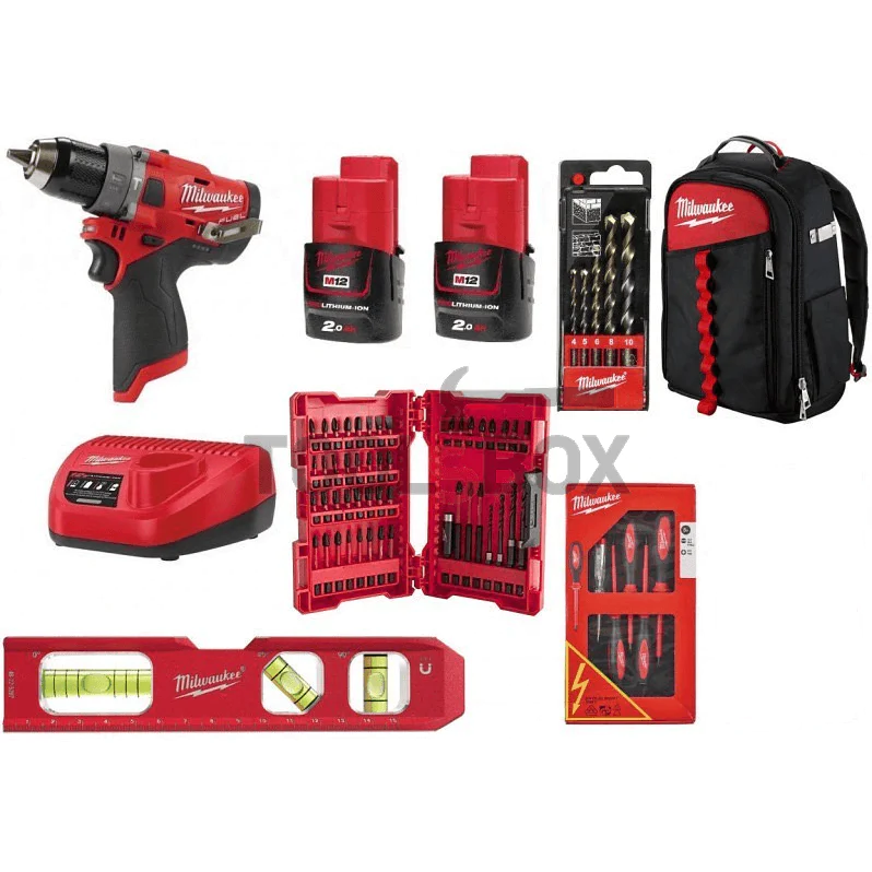 Акумулаторен безчетков ударен винтоверт Milwaukee M12FPD-202BH / 4933471383 / set