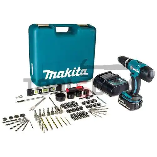 Комбинирана бормашина - винтоверт Makita DHP453FX12 18V и комплект от 101 броя аксесоари