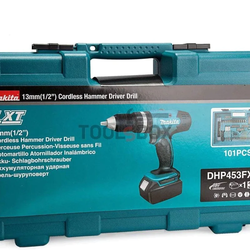 Комбинирана бормашина - винтоверт Makita DHP453FX12 18V и комплект от 101 броя аксесоари