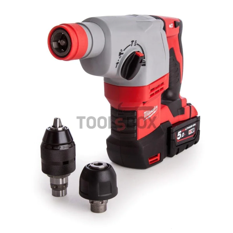 Cordless Punch Milwaukee HD18 HX-0, 2.4J, SDS-plus + 2 chucks