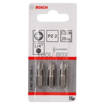 Накрайник кръстат BOSCH 2607001558 Extra Hard, PZ 2x25мм, 3 броя