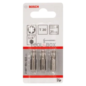 Накрайник звезда BOSCH 2607001622 Extra Hard, TORX T30x25мм, 3 броя