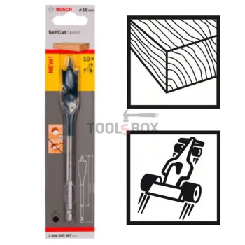 Плоско фрезово свредло за дърво BOSCH Self Cut Speed, 16x152x116.8мм