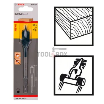 Плоско фрезово свредло за дърво BOSCH Self Cut Speed, 18x152x116.8мм