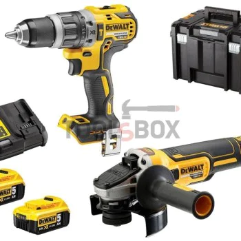 Комплект Ъглошлайф и Ударен Винтоверт DeWALT DCK2080P2T, 18V Безчеткови