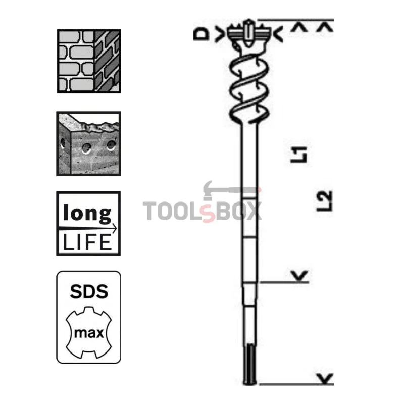 BOSCH SDS-max-9 Break Through Drill 55x450x600mm