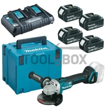 Ъглошлайф акумулаторен Makita DGA504 198830-2 Li-Ion 18 V, 3.0 Ah, 8500 оборота, ф 125 мм