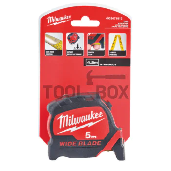 Противоударна ролетка Milwaukee 5m 4932471815 / двулицева WIDE BLADE