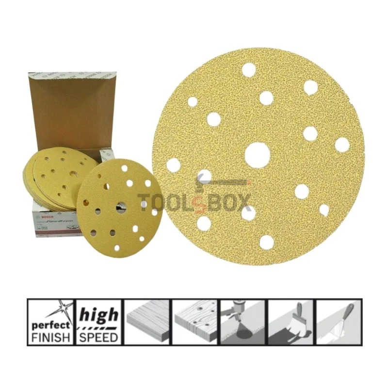 Sandpaper BOSCH 2608621732, C450 150mm/80, 15 holes, 50 pieces