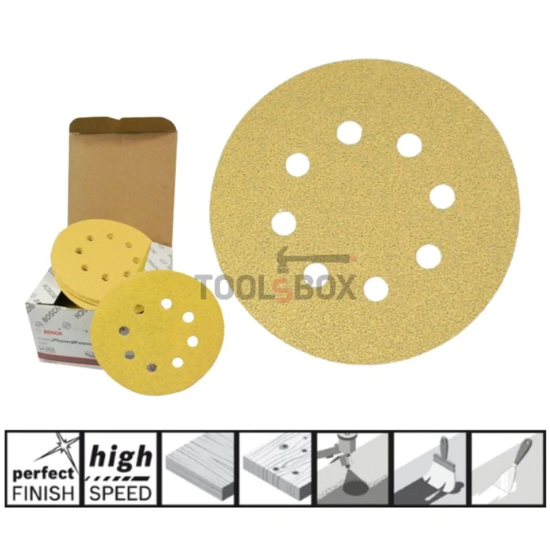 Sandpaper BOSCH 2608621740, C450 125mm/60, 8 holes, 50 pieces