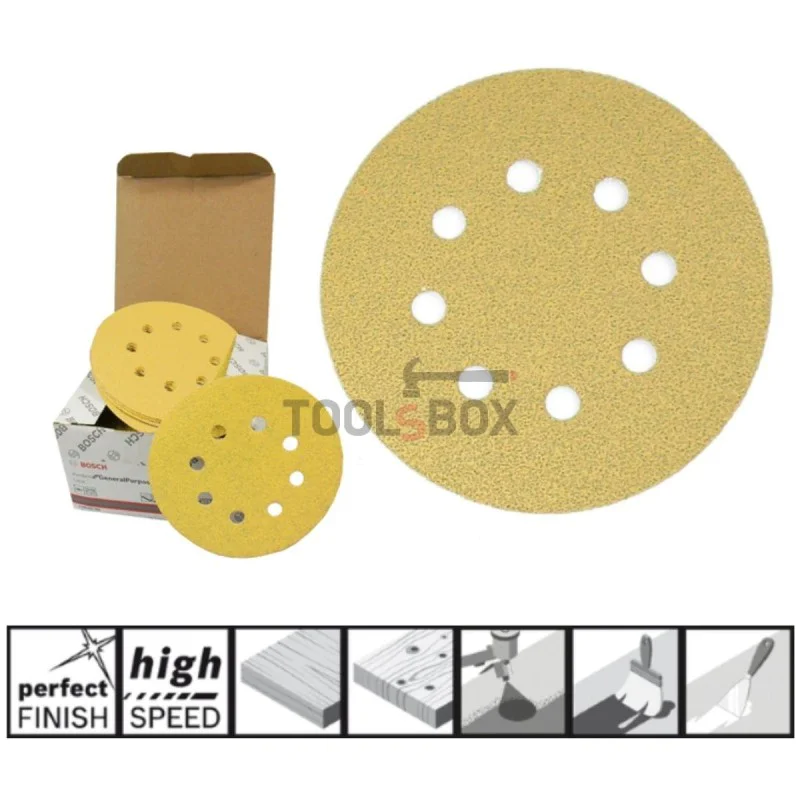 Sandpaper BOSCH 2608621745, C450 125mm/180, 8 holes, 50 pieces