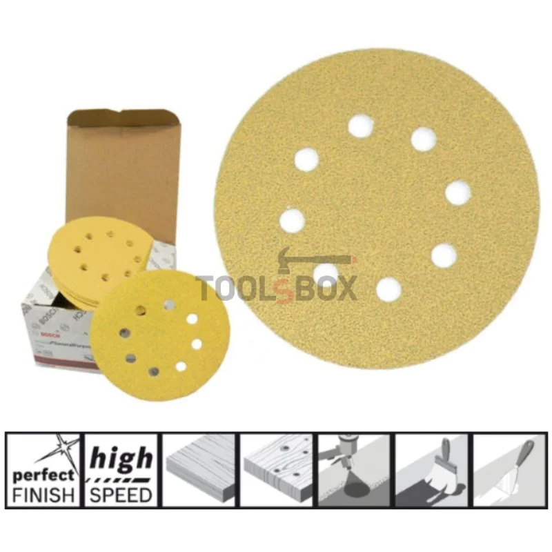 Sandpaper BOSCH 2608621747, C450 125mm/320, 8 holes, 50 pieces