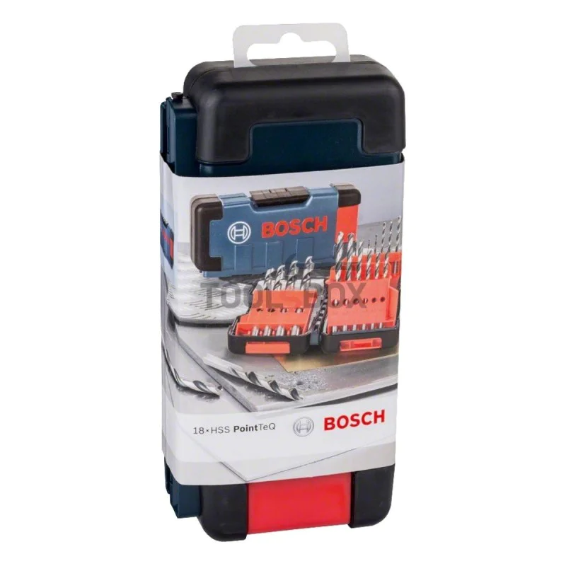 Metal drill bits PointTeQ Bosch, HSS-R rolled, DIN 338 u 1.00- 10.00 mm, 18 pcs set
