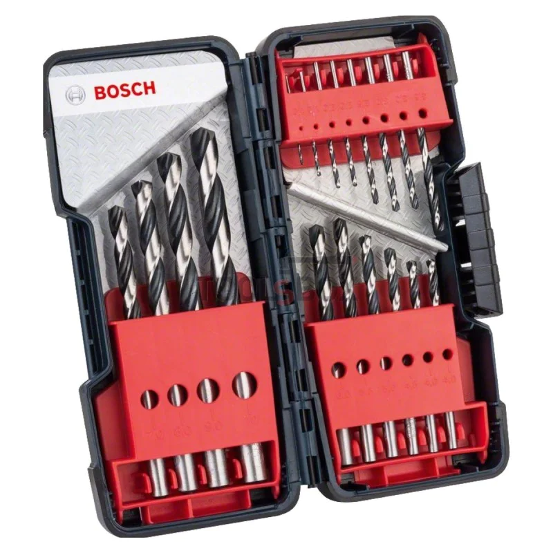 Metal drill bits PointTeQ Bosch, HSS-R rolled, DIN 338 u 1.00- 10.00 mm, 18 pcs set
