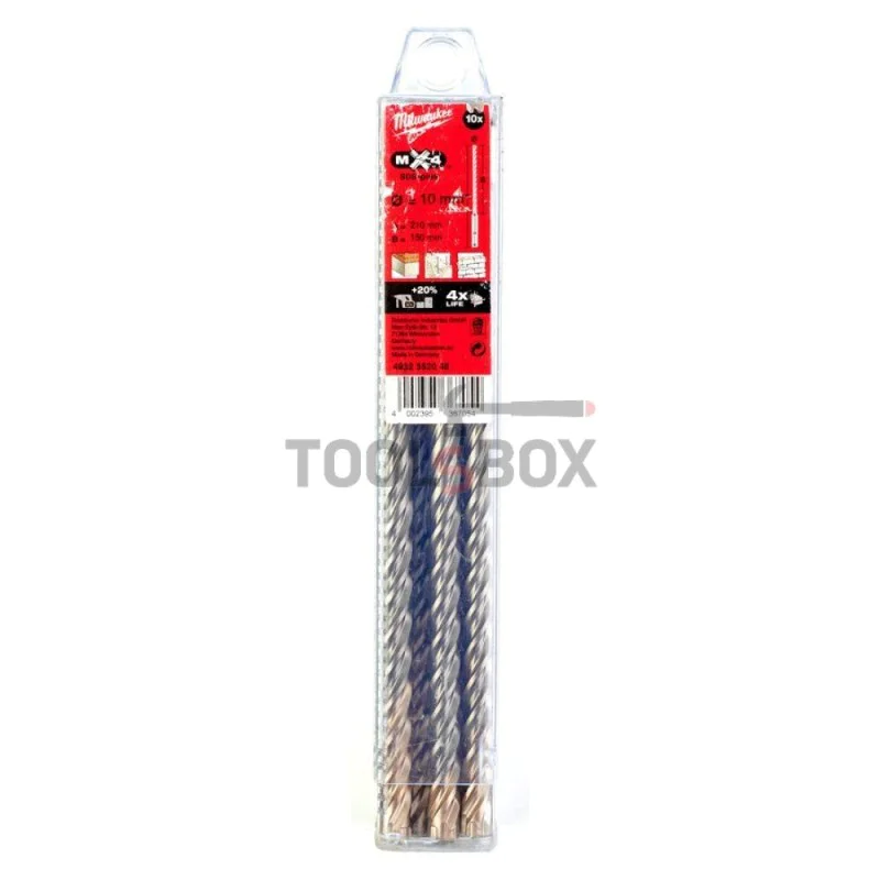 Milwaukee SDS+ MX4 10 x 150/210mm four-blade concrete drill bit