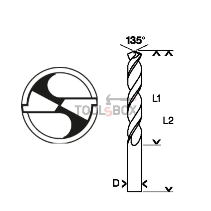 Metal drill BOSCH HSS-G, DIN 338, 4x43x75mm, 2 pcs.