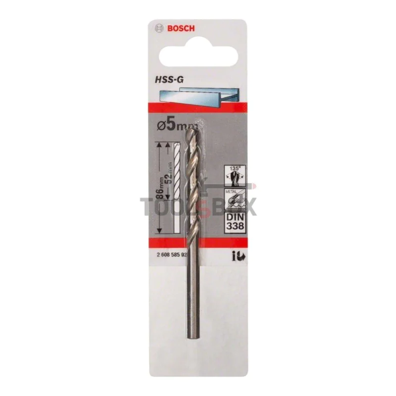 Metal drill BOSCH HSS-G, DIN 338, 5x52x86mm