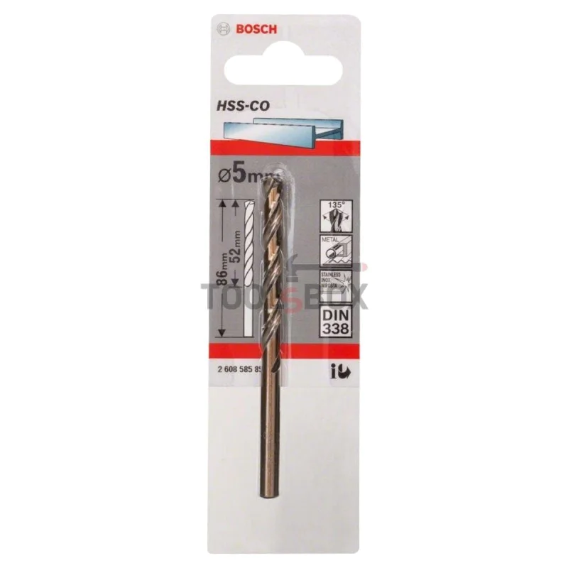 Metal drill BOSCH HSS-Co, DIN 338, 5x52x86mm