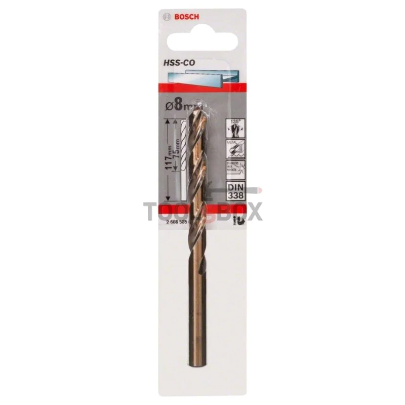 Metal drill BOSCH HSS-Co, DIN 338, 8x75x117mm