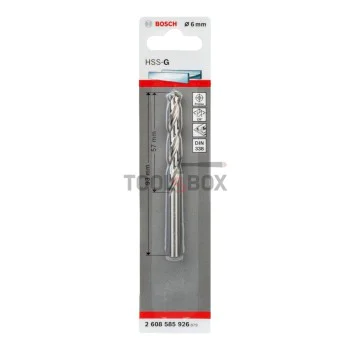 Свредло за метал BOSCH HSS-G, DIN 338, 6x57x93мм
