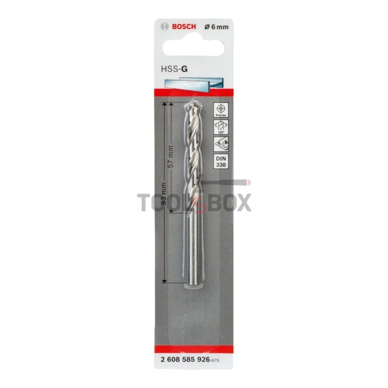 Metal drill BOSCH HSS-G, DIN 338, 6x57x93mm