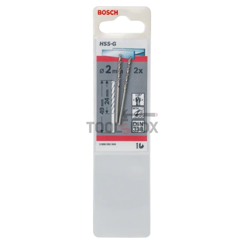 Metal drill BOSCH HSS-G, DIN 338, 2x24x49mm, 2 pcs.