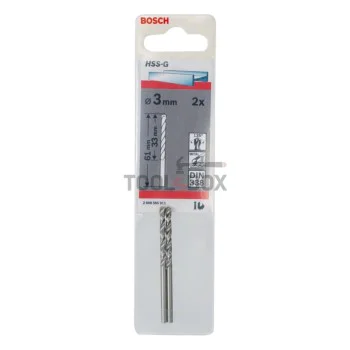 Свредло за метал BOSCH HSS-G, DIN 338, 3x33x61мм, 2 бр.