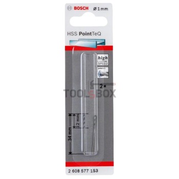 Metal drill BOSCH PointTec HSS 1.0x12mm, 2pcs.