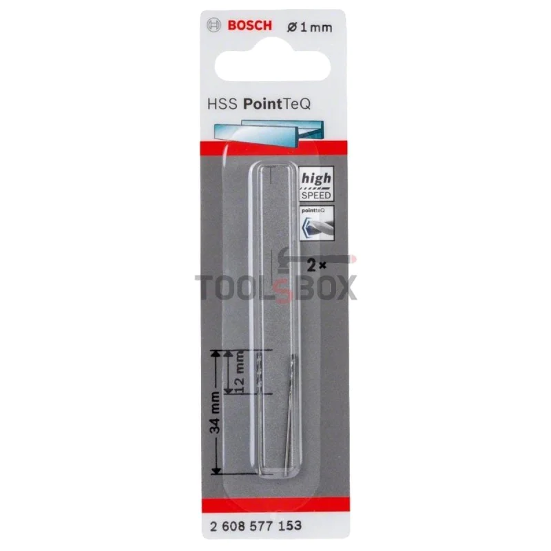 Metal drill BOSCH PointTec HSS 1.0x12mm, 2pcs.