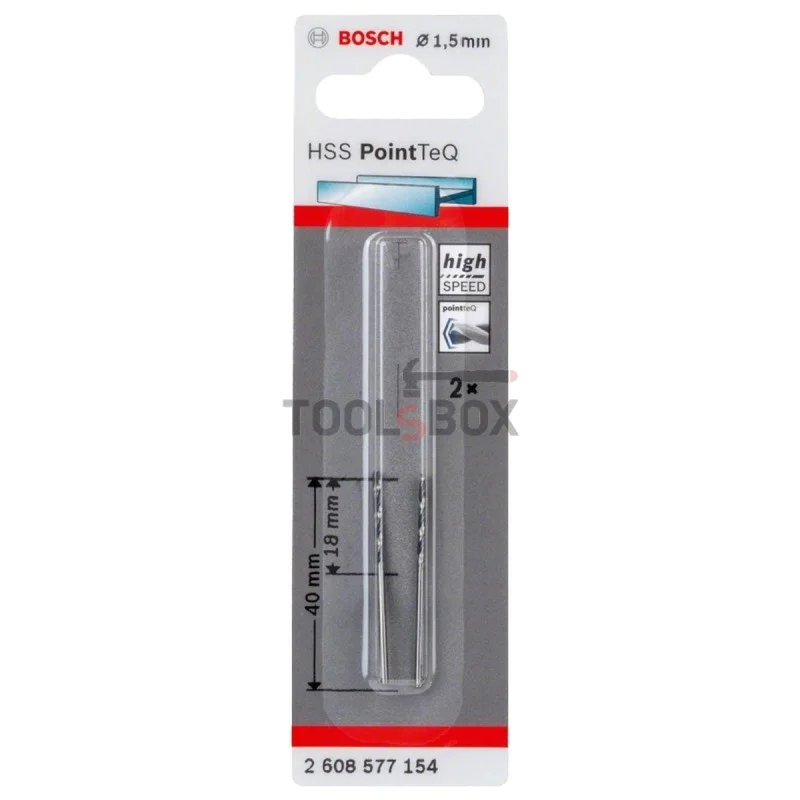 Metal drill BOSCH PointTec HSS 1.5x18mm, 2pcs.