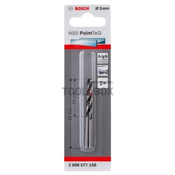 Metal drill BOSCH PointTec HSS 3x33mm, 2pcs.