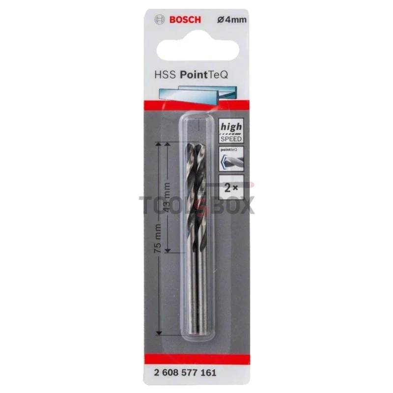 Metal drill BOSCH PointTec HSS 4x43mm, 2pcs.