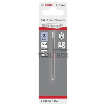 Свредло за стъкло и керамика BOSCH CYL-9 SoftCeramic 3x70мм