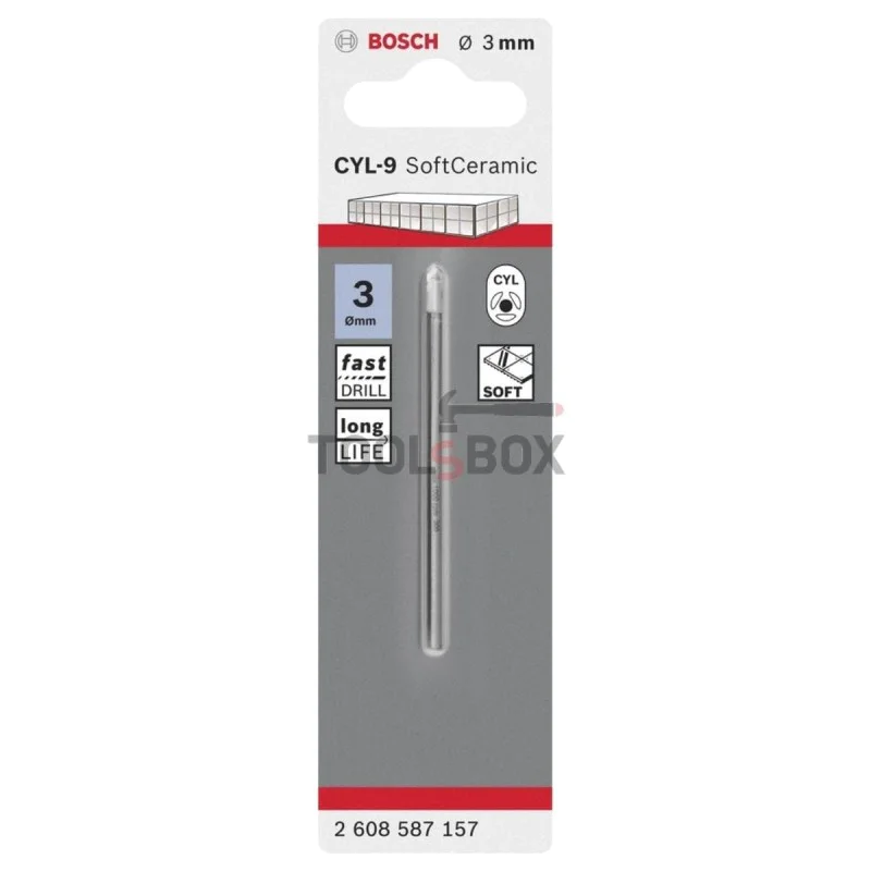 Glass and ceramic drill BOSCH CYL-9 SoftCeramic 3x70mm