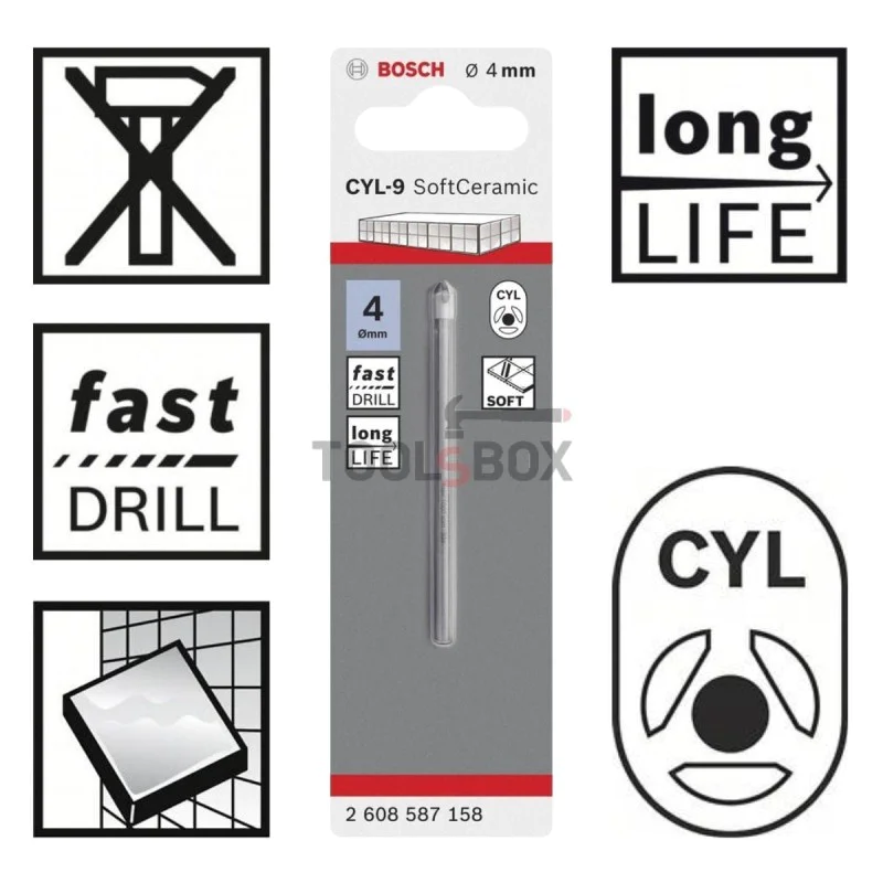 Bosch CYL-9 Ceramic 4x70 glass/tiles drill bit / 2608587158