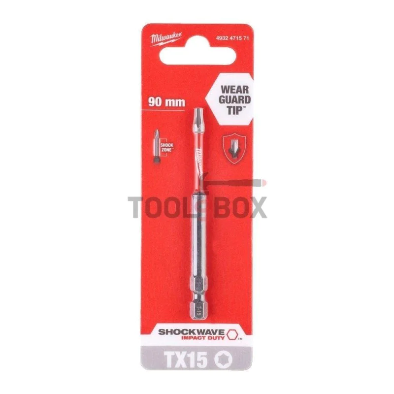 Impact bits Milwaukee SHOCKWAVE TM IMPACT DUTY, TX15, 90mm, 1pc.