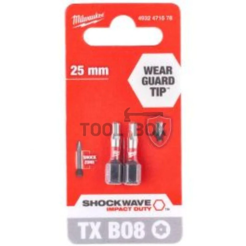 Impact bits Milwaukee SHOCKWAVE TM IMPACT DUTY, TX8, 25mm, 2pcs.
