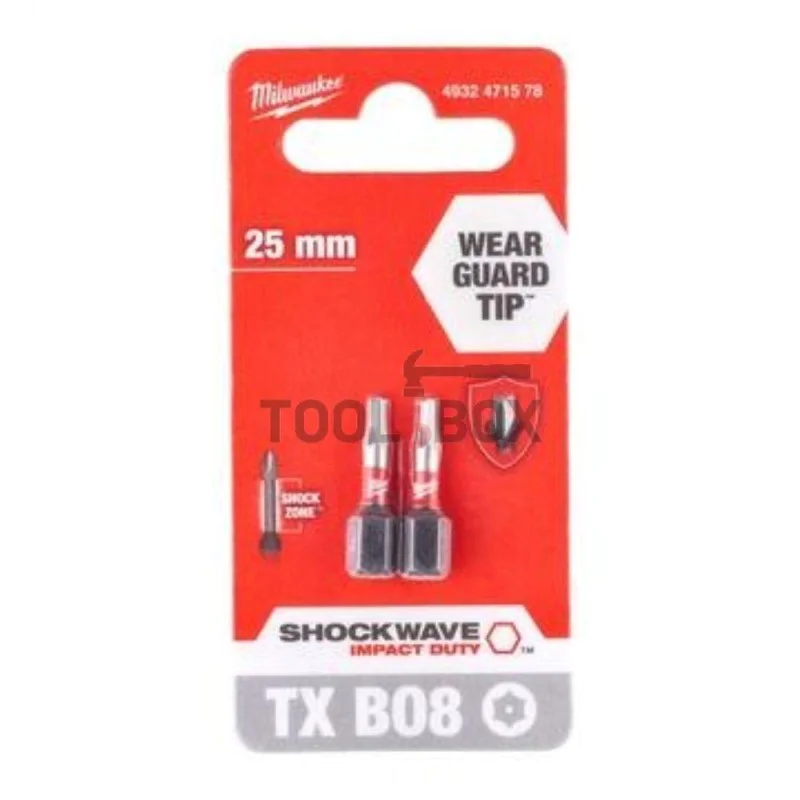 Impact bits Milwaukee SHOCKWAVE TM IMPACT DUTY, TX8, 25mm, 2pcs.