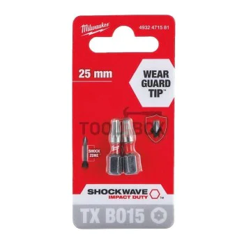 Impact bits Milwaukee SHOCKWAVE TM IMPACT DUTY, TX BO20, 25mm, 2pcs.